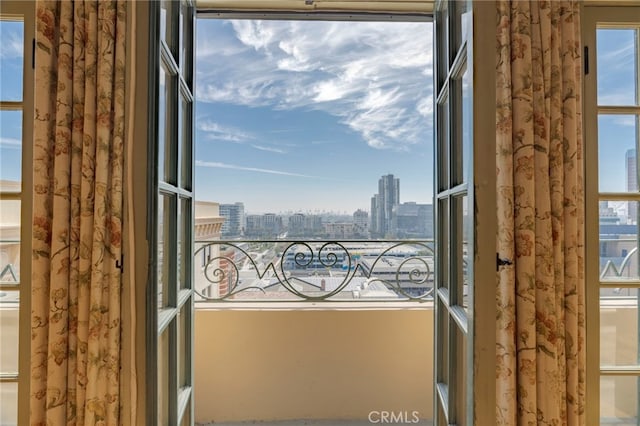 balcony with a view of city