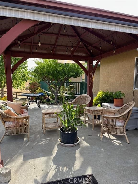 view of patio / terrace with a gazebo