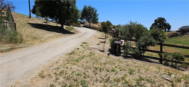 view of street with a rural view