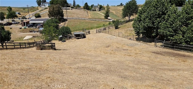 drone / aerial view with a rural view