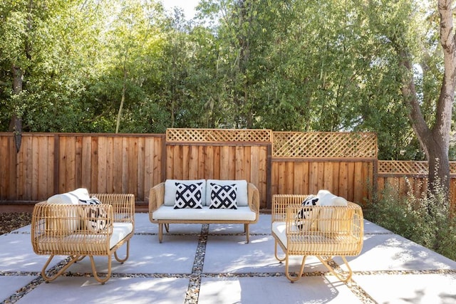 view of patio featuring an outdoor living space