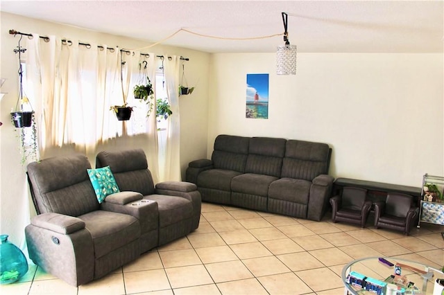 view of tiled living room