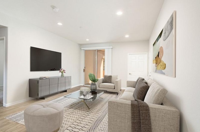 living room featuring light hardwood / wood-style flooring