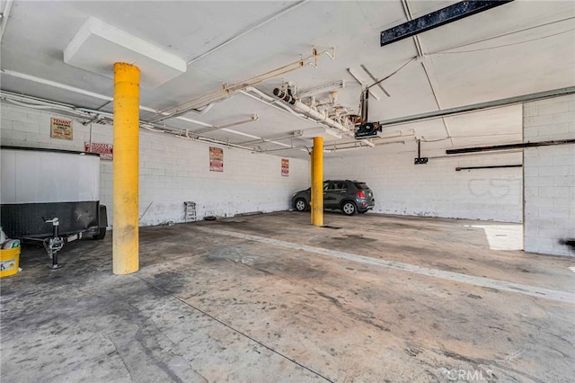 garage with a garage door opener