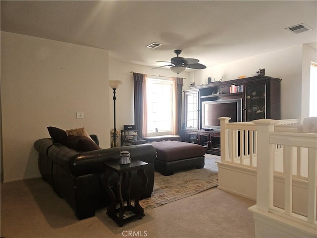 bedroom featuring carpet flooring and ceiling fan