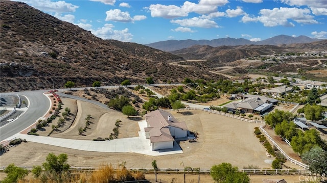 drone / aerial view with a mountain view