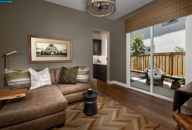 living room with wood-type flooring