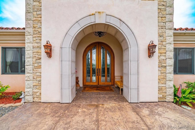 property entrance with french doors