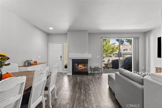 living room featuring dark hardwood / wood-style floors