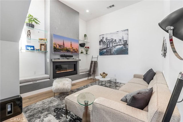 living room featuring hardwood / wood-style flooring