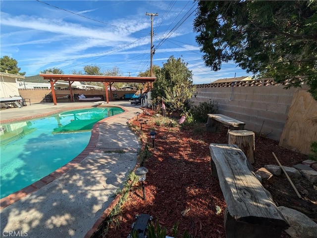 view of swimming pool featuring a patio area