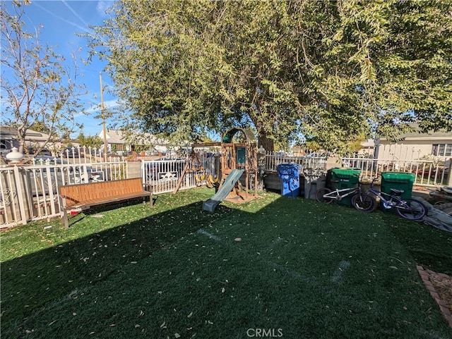 view of yard with a playground