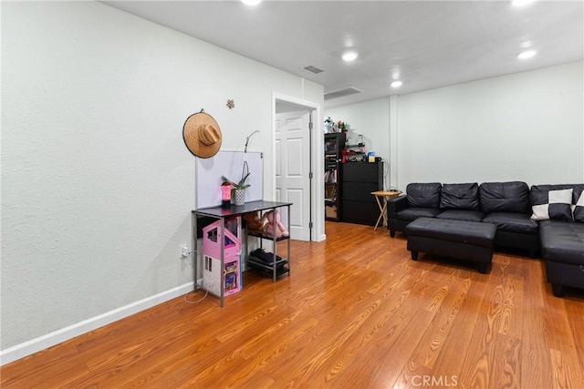 living room featuring light wood-type flooring