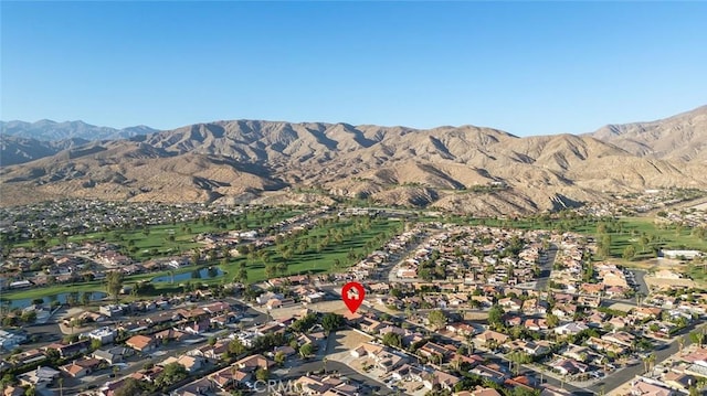 aerial view with a water and mountain view