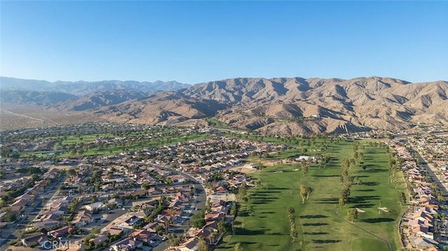 bird's eye view with a mountain view