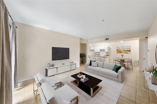 view of tiled living room