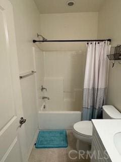 full bathroom with vanity, toilet, and shower / tub combo