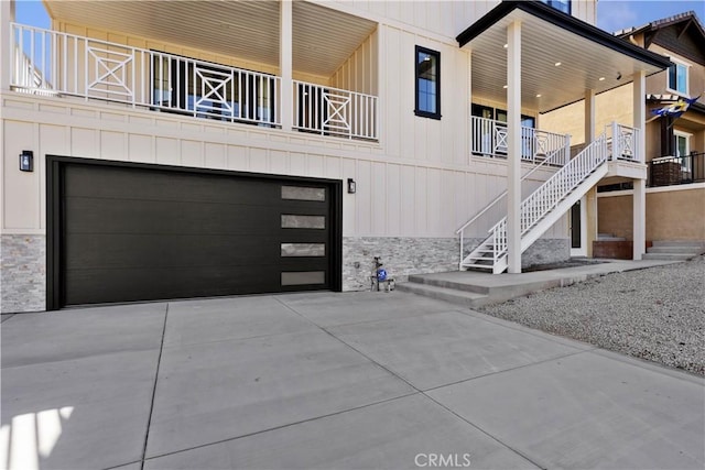 exterior space featuring a garage