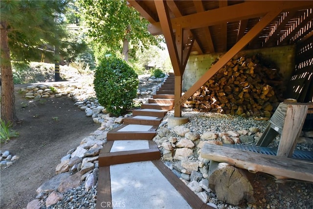 view of yard with stairs