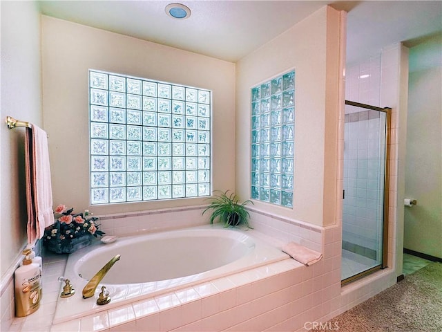 27547 W Shore Rd, Lake Arrowhead, CA 92352 - bathroom featuring a garden tub and a stall shower