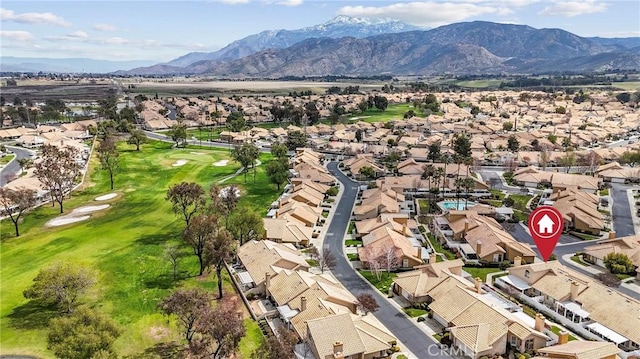 aerial view with a residential view and a mountain view