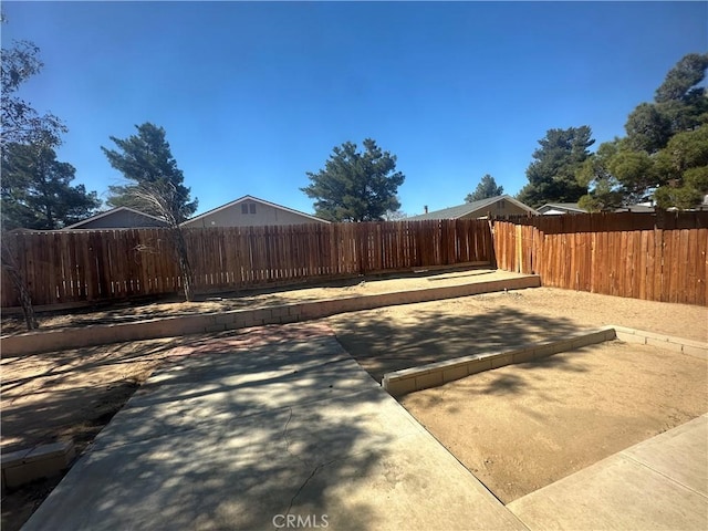 view of yard with a patio area and a fenced backyard