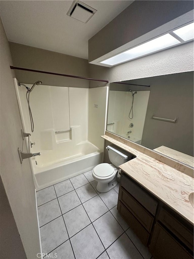 bathroom with tile patterned flooring, visible vents, vanity, and toilet