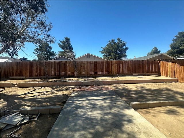 view of yard with a patio area and a fenced backyard