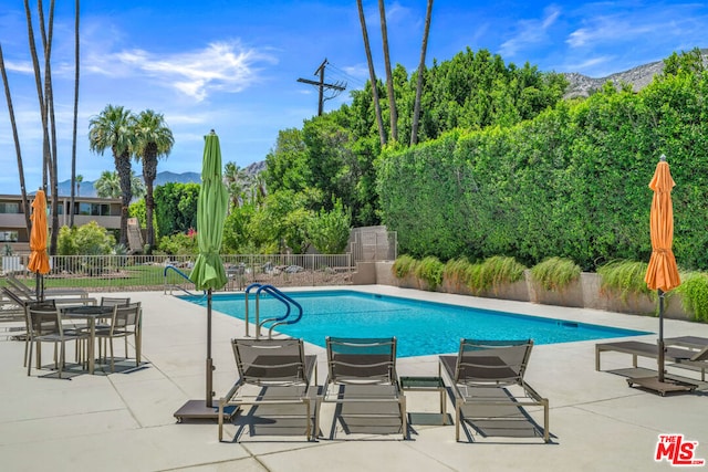 view of pool featuring a patio