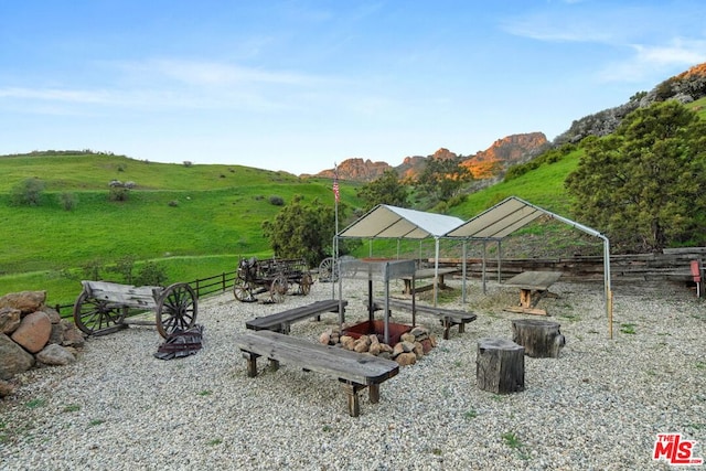 view of community featuring a mountain view and a rural view