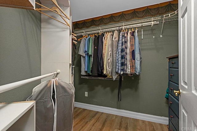 walk in closet featuring wood-type flooring