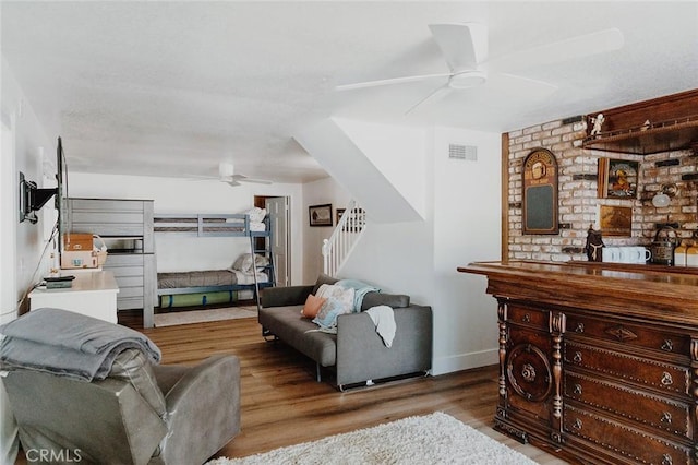 living room with hardwood / wood-style floors