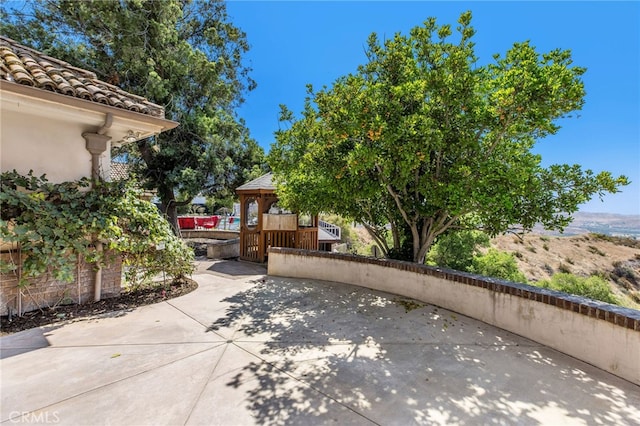 view of patio featuring a gazebo