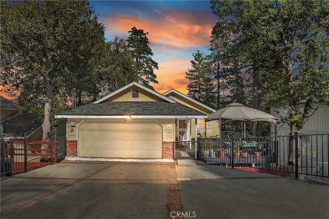 view of front of house with a garage