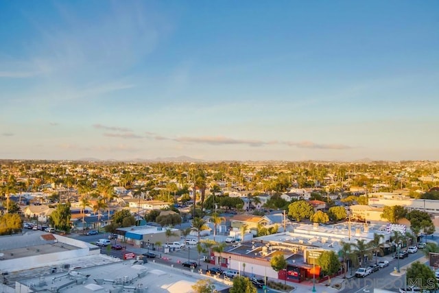 view of aerial view at dusk