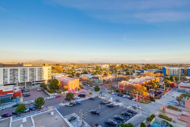 view of aerial view at dusk