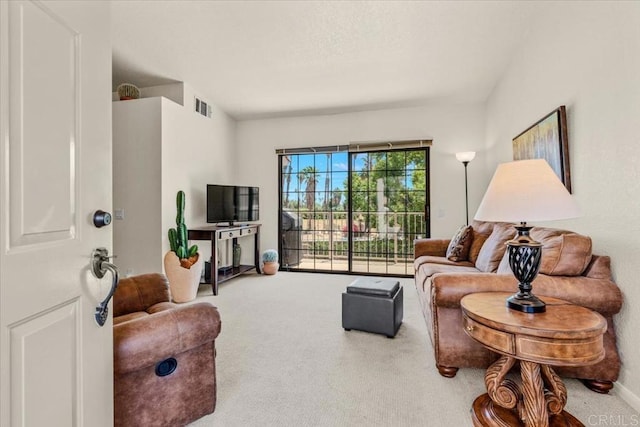 living room featuring carpet flooring