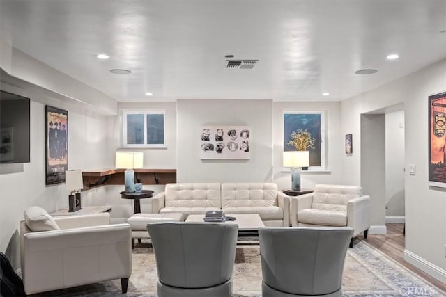 living room featuring light hardwood / wood-style floors