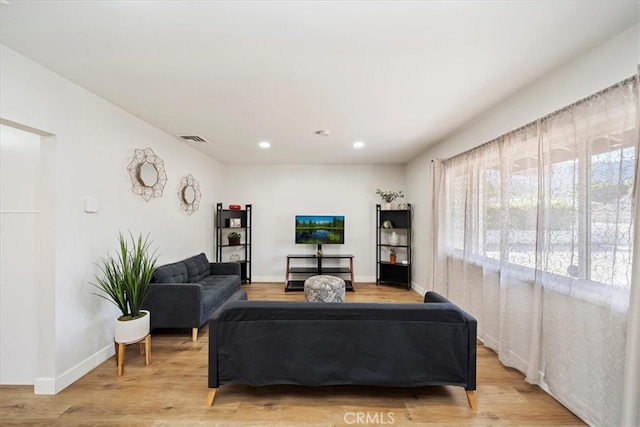 living room featuring light hardwood / wood-style floors