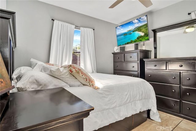 bedroom featuring ceiling fan