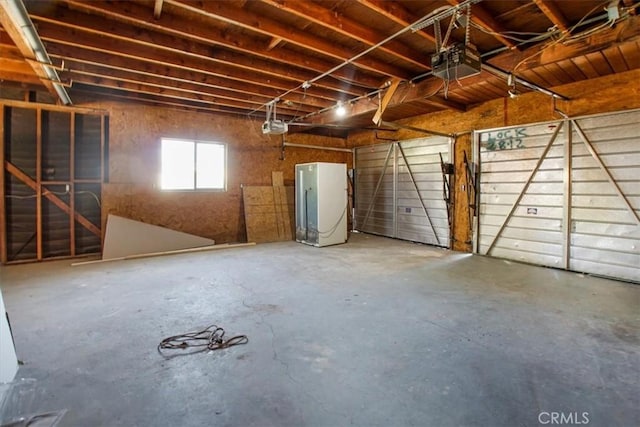 garage with a garage door opener