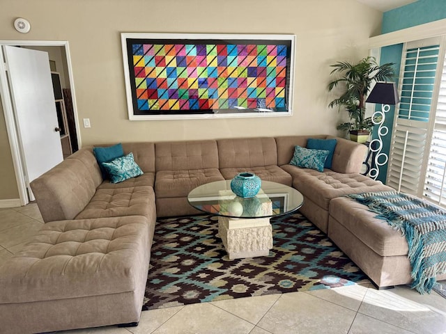 view of tiled living room