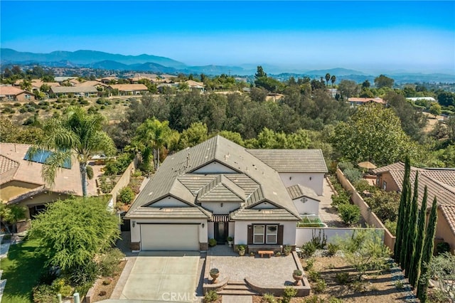 bird's eye view with a mountain view