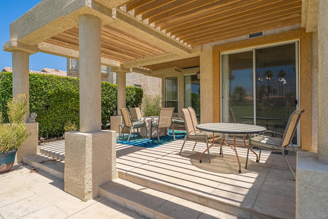 view of patio / terrace featuring a pergola