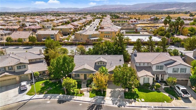 drone / aerial view featuring a mountain view