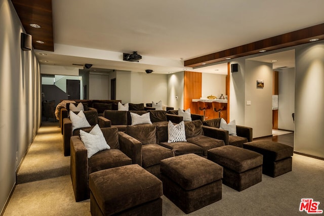 view of carpeted home theater room