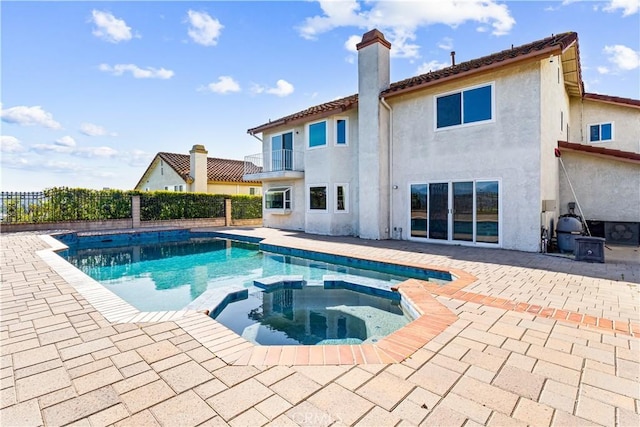 17931 Calle, Los Arboles, Rowland Heights, CA 91748 - view of pool featuring a pool with connected hot tub, fence, and a patio