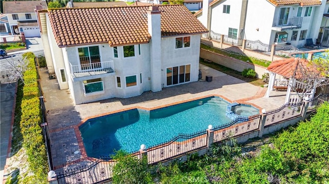 17931 Calle, Los Arboles, Rowland Heights, CA 91748 - view of pool with a patio, a pool with connected hot tub, and fence