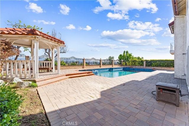 17931 Calle, Los Arboles, Rowland Heights, CA 91748 - view of swimming pool featuring a gazebo, a patio area, a fenced in pool, and a fenced backyard