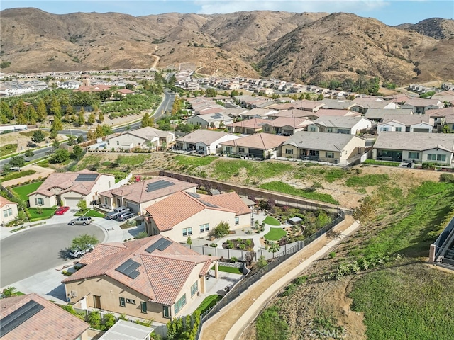 bird's eye view with a mountain view